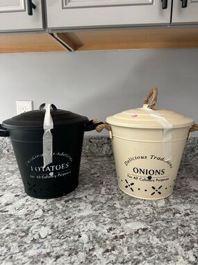 Set of Two Vintage-Style Potato & Onion Storage Canisters